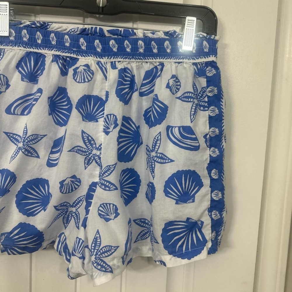 Calypso St. Barth Blue Seashell Cotton Sleep Shorts Size Medium - Picture 5 of 6